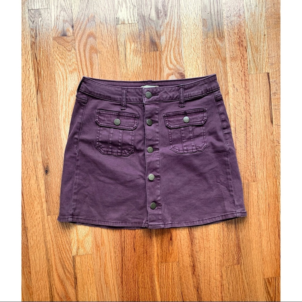 Burgundy button-up skirt